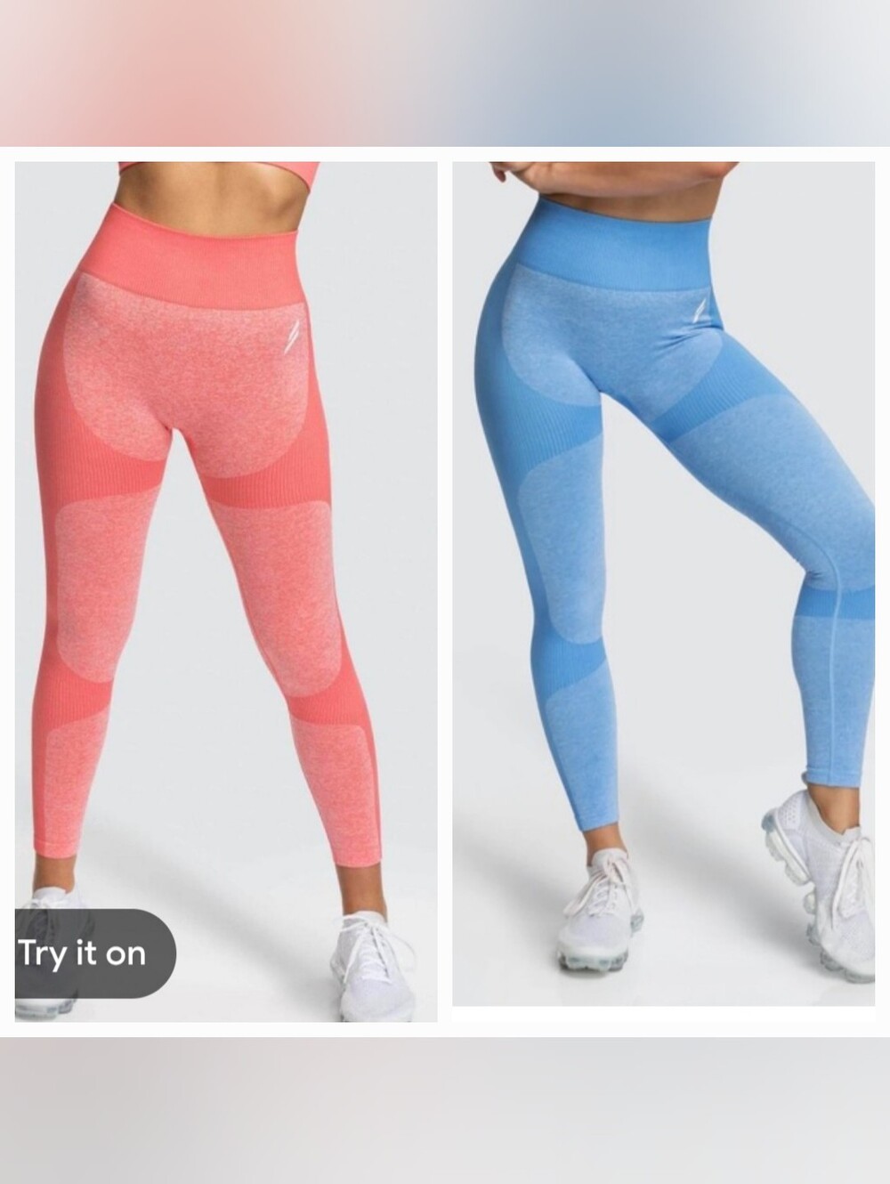 Bundle Of DOYOUEVEN Seamless High-Waist Workout Leggings - Coral & Sky Blue: S